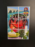 Key West, Florida-themed postcard set on a dark surface